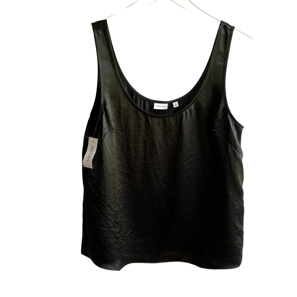 Babaton Black Dedicate Satin Top Size M Sleeveless Cami Blouse Fall Office Silk